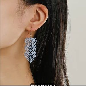 Handmade blue heart earrings